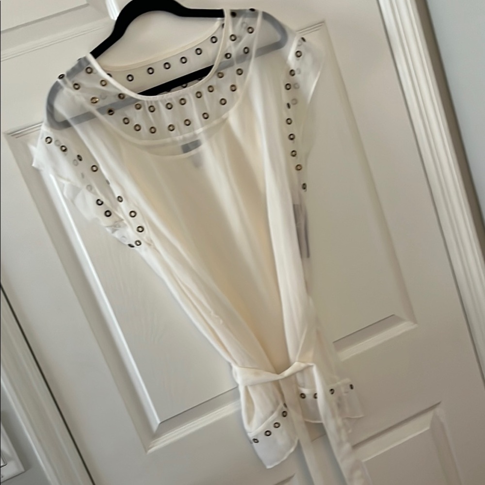 NWT~ Chic Sheer White Tunic or Dress with Grommet Details Size XS